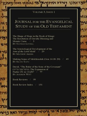 cover image of Journal for the Evangelical Study of the Old Testament, 3.1